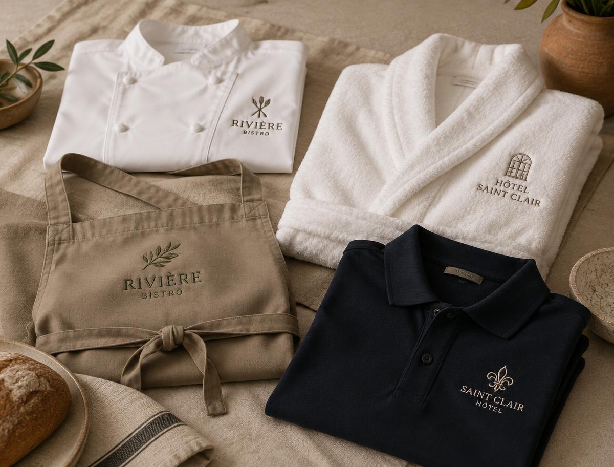 Uniformes y textil de hotel bordados con logotipos